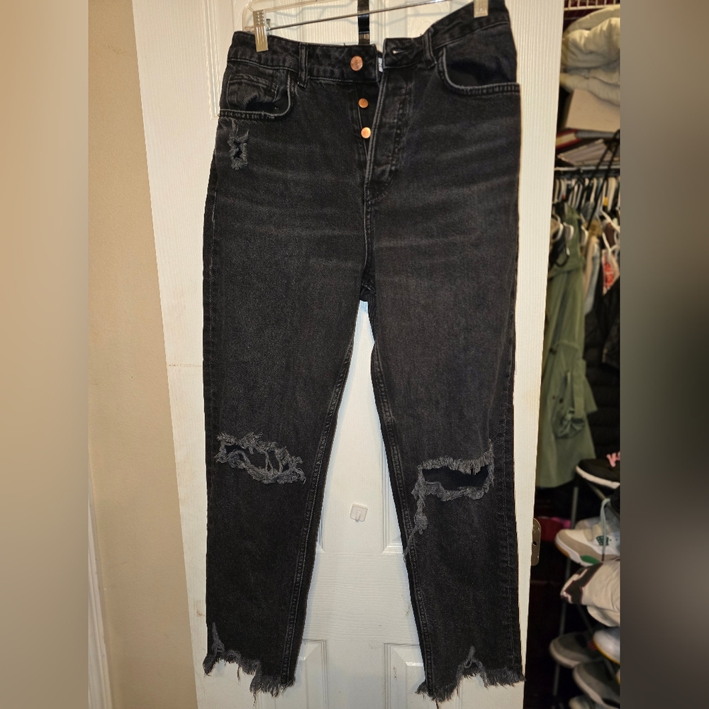 Zara black distressed boyfriend jeans eur 40